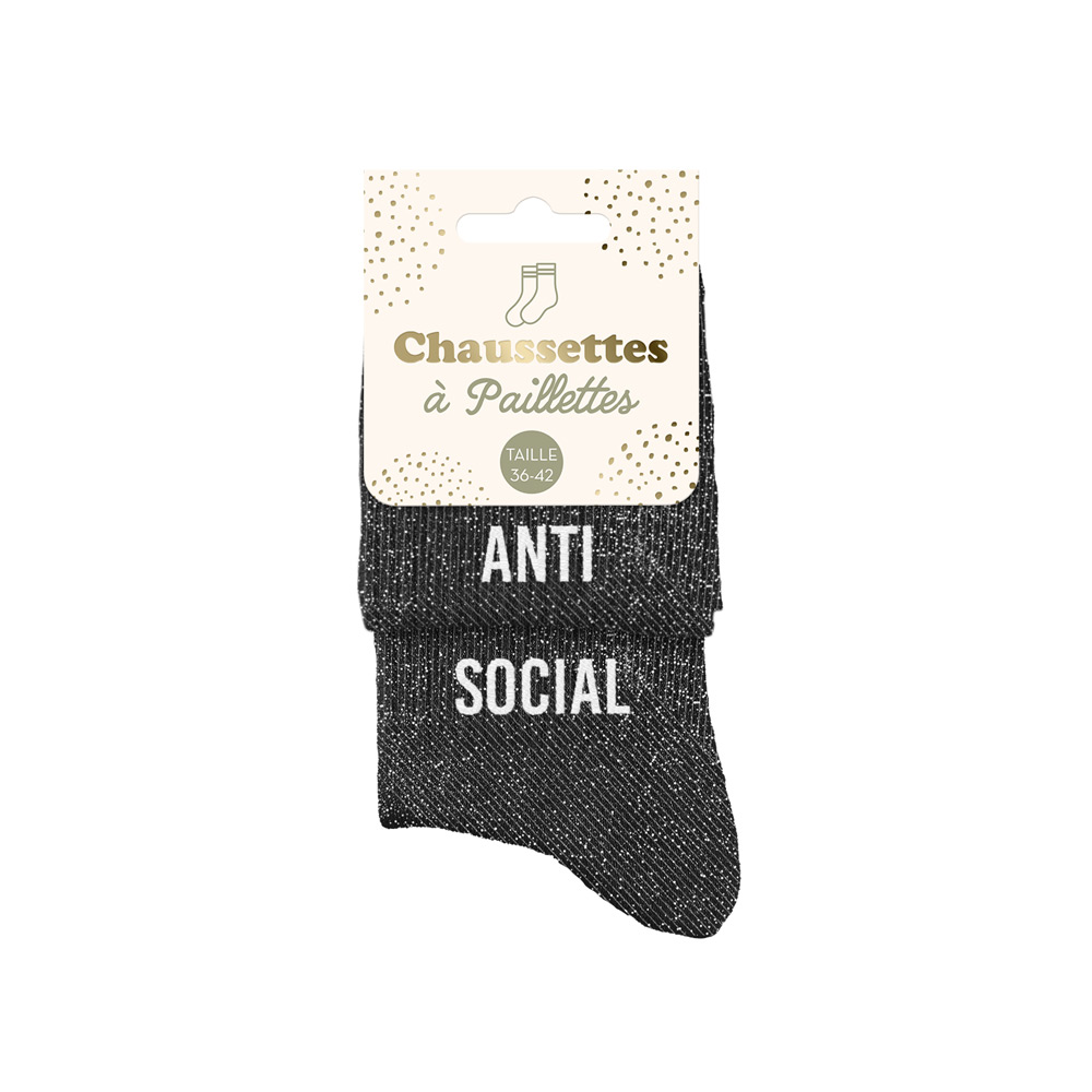 Chaussettes Dépareillées à Paillettes Avec Messages Humoristiques – Taille Unique 36/42 – Modèles Femme Fatale, Anti Connard, Etc.
