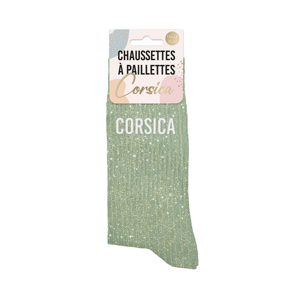 STC Chaussettes Paillettes Corsica Kaki - 100% Coton Multicolore